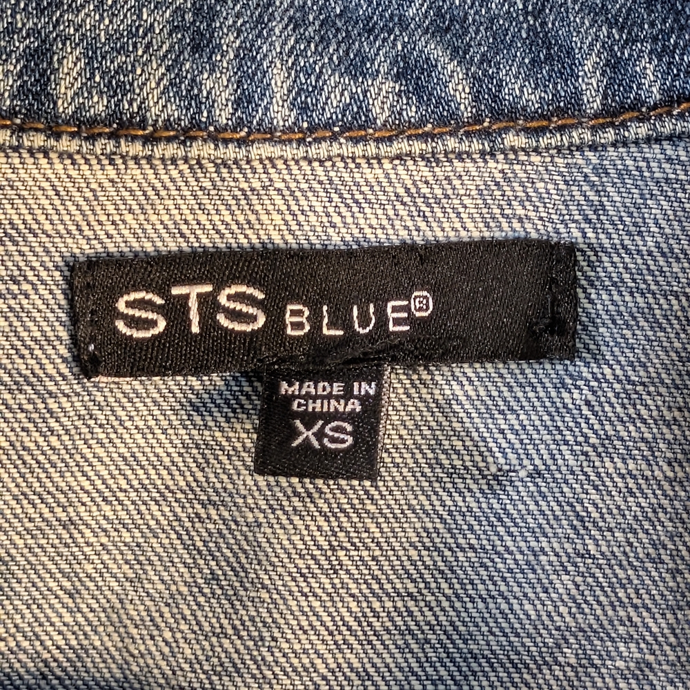 STS Blue Distressed Denim Trucker Jacket XS - Vintage Wash Deconstructed - Picture 6 of 10